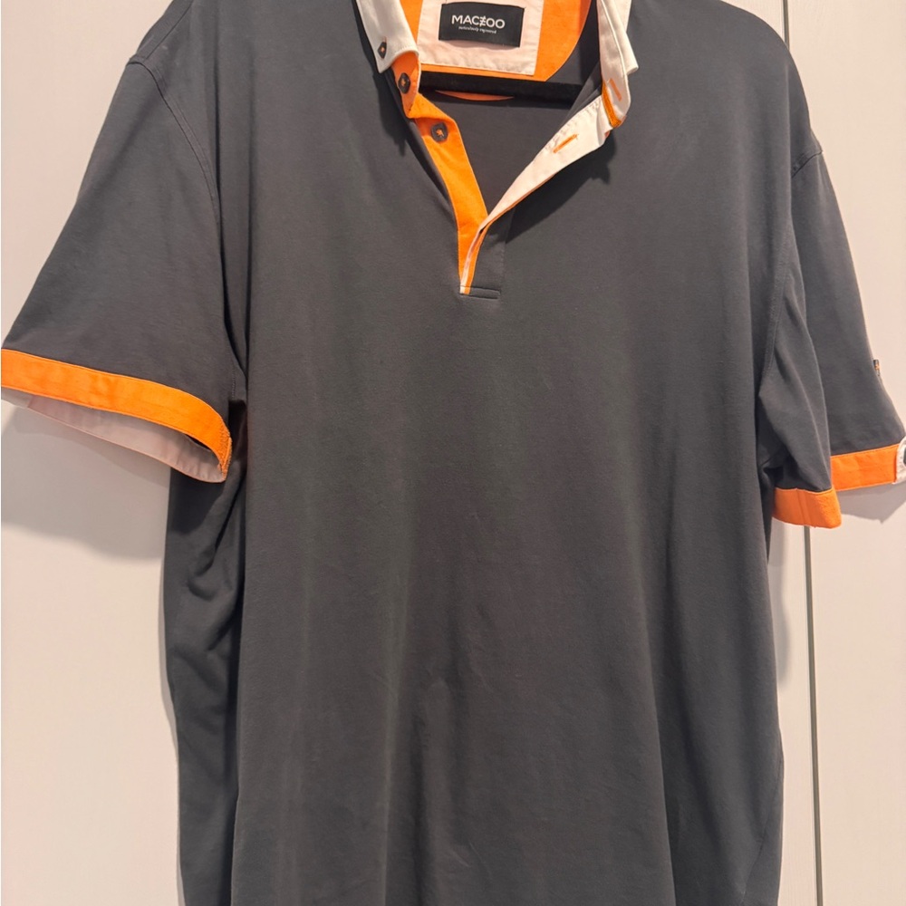 MACEOO Gray and Orange Sporty Polo Shirt